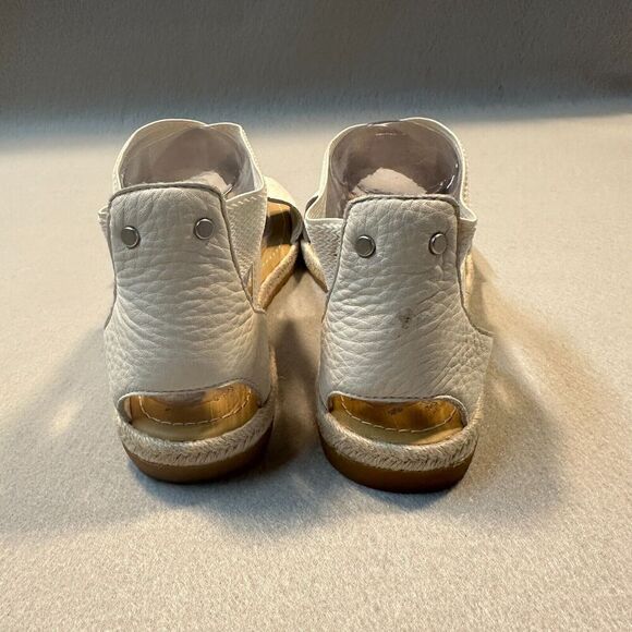 Sorel Ella Jute Sandals Womens 9.5 White Leather‎ Elastic Strap Peep Toe - Picture 5 of 10